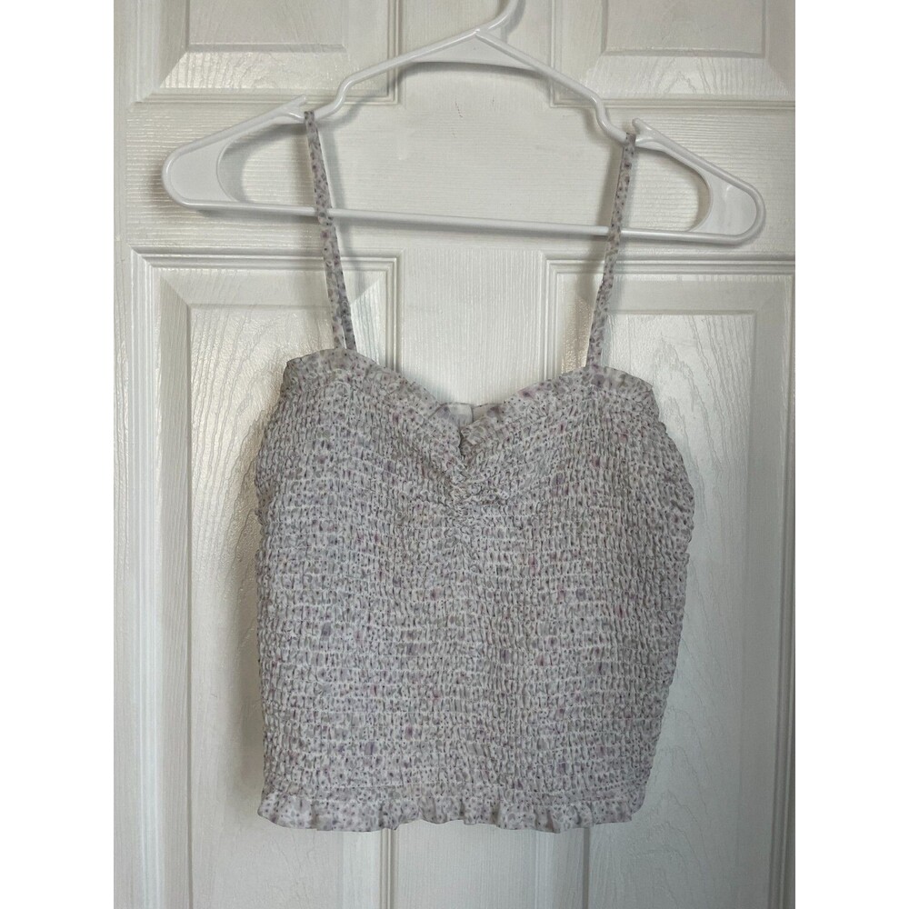 ARITZIA WILFRED SMOCKED WHITE/BLUE CAMISOLE tank top size S